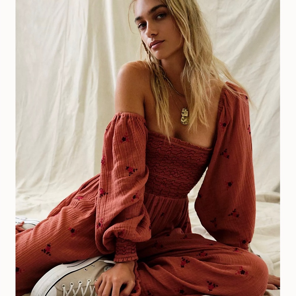 Free People Dahlia Embroidered Jumpsuit